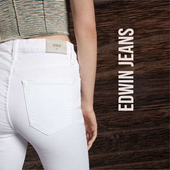EDWIN ANTHROPOLOGIE Women’s Bree High Rise Skinny Jeans in the Size 27 in White - Picture 8 of 9